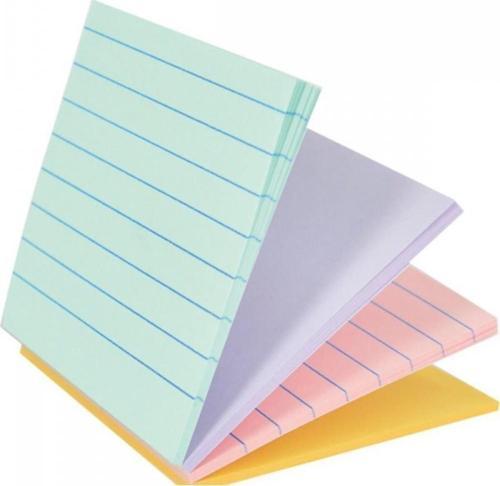 76x76 Magic Çizgili Pastel 4 Renk Yapışkanlı Not Kağıdı