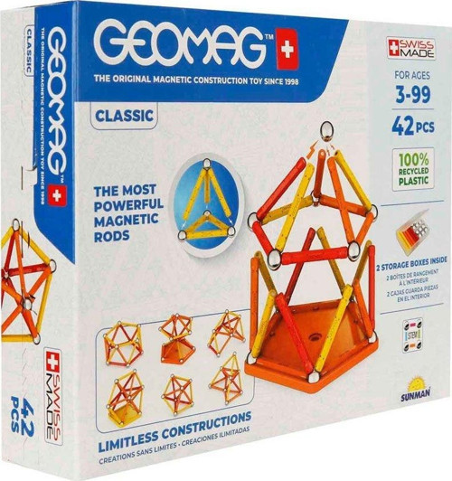 Geomag Classic 42 Parça Manyetik Yapı Oyunu Seti – Manyetik Çubuk ve Bilye Eğitici Oyuncak