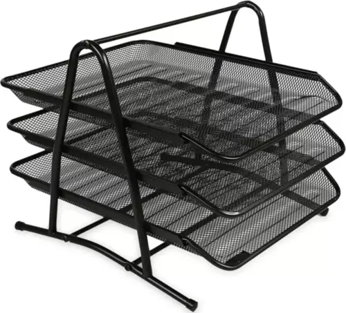 Metal Perfore 3'lü Evrak Rafı Renk - Siyah Fx