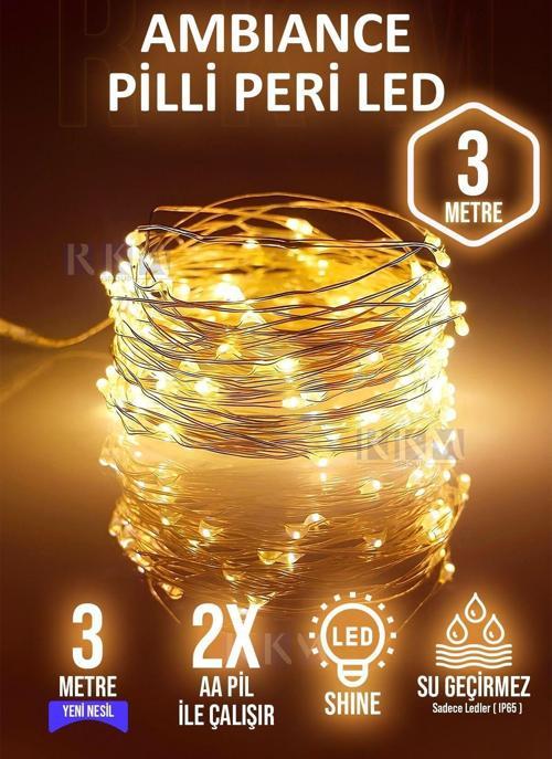 Peri Led Gün Işığı 3 Metre Dekoratif Yılbaşı Ve Parti Süsleme 3 M Led