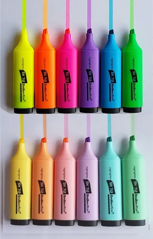 6 Pastel 6 Canlı Renk Fosforlu Kalem Seti 12'li İşaretleme Kalem Set