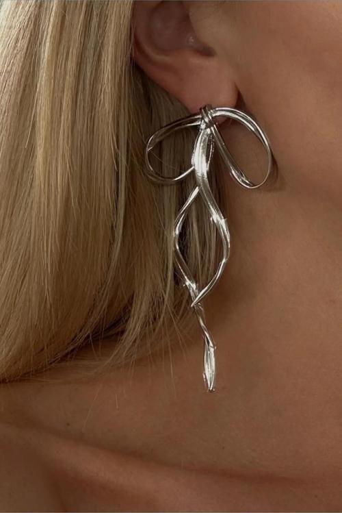 Kadın Silver Uzun Fiyonk Küpe