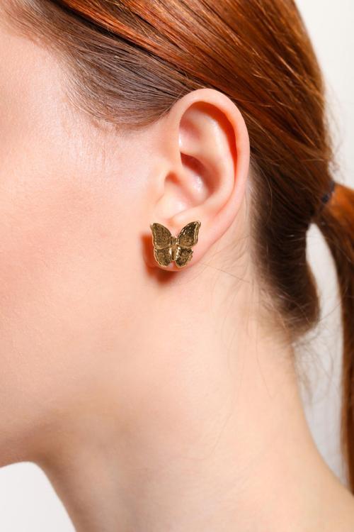 Kadın Altın Kaplama 2'li Kelebek Küpe Seti