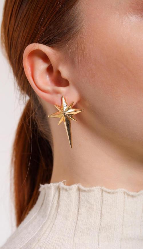 Altın Kaplama Sirius Yıldızı Küpe Seti