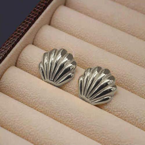 Gümüş Kaplama Deniz Kabuğu Parlak Küpe