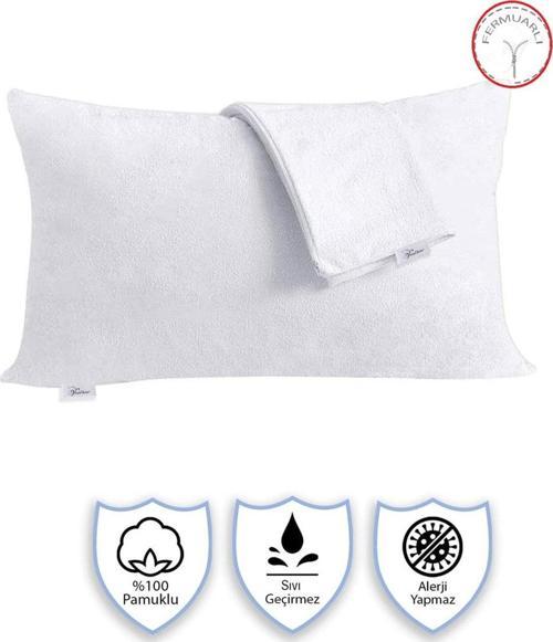 25 Adet Sıvı Su Geçirmez Terletmez %100 Pamuk Yastık Alezi Fermuarlı Akfil 63 Tel Dokuma %100 Pamuk 50x70 Cm Beyaz 