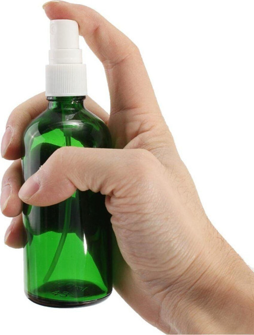 Yeşil Cam Şişe 100Ml Beyaz Sprey Başlıklı 24 Adet