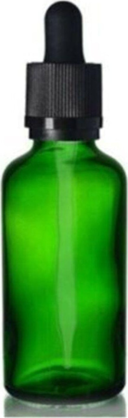 Yeşil Cam Şişe 100Ml Siyah Kapak Cam Damlalıklı 48 Adet