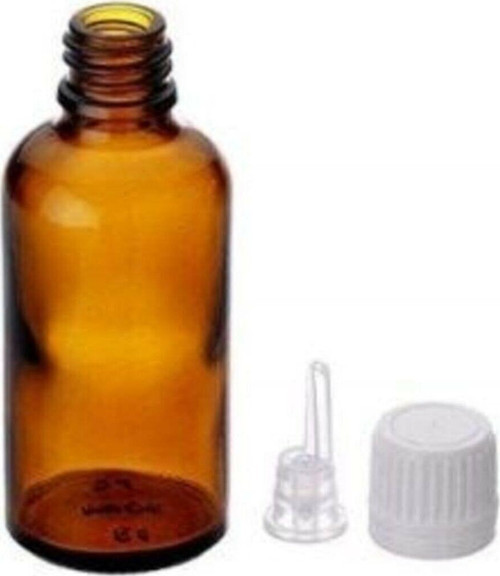 Amber Cam Şişe Beyaz Kapak Içten Damlalıklı 24 Adet 50Ml
