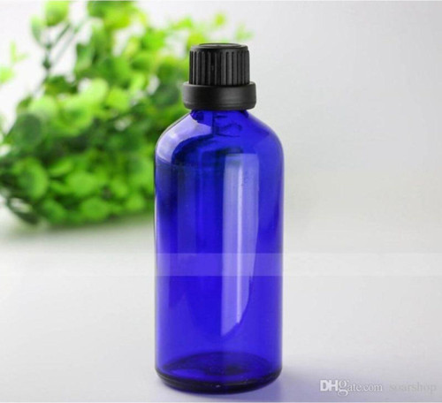 Mavi Cam Şişe 100Ml Siyah Kapak Içten Damlalıklı 48 Adet