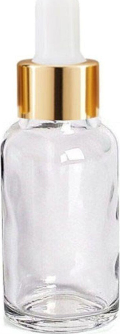 Metal Gold Kapak Cam Damlalıklı Şeffaf Cam Şişe 30Ml 6 Adet