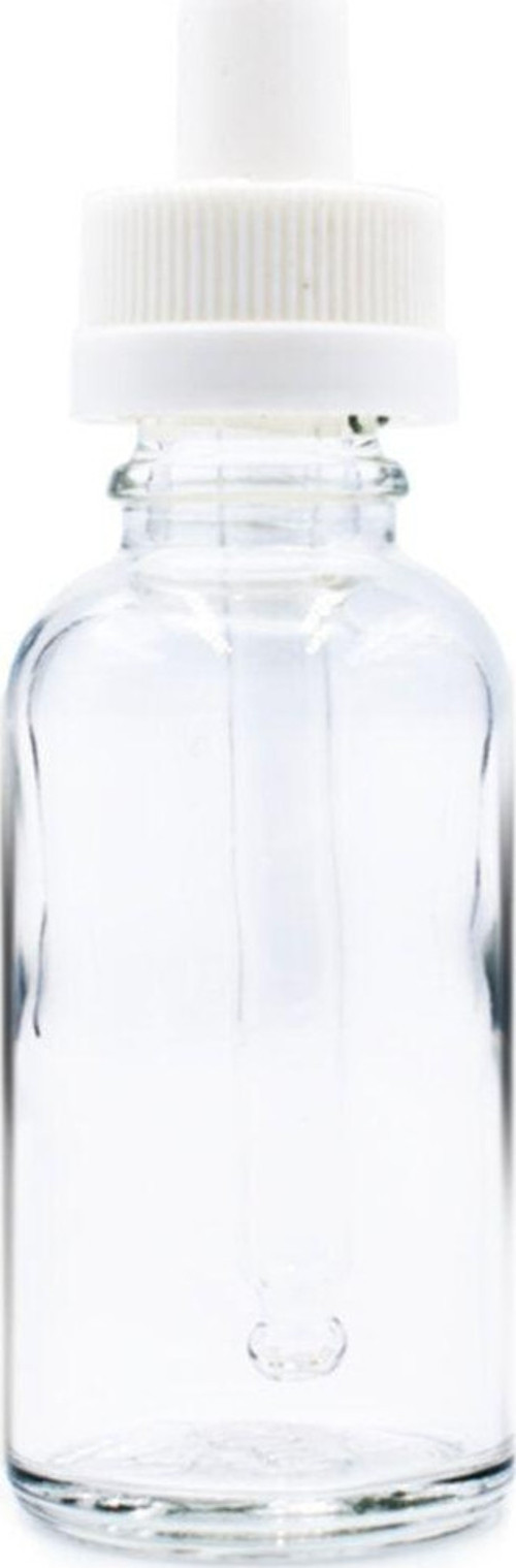 Şeffaf Cam Şişe 30Ml Beyaz Kapak Cam Damlalıklı 12 Adet