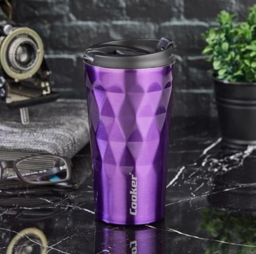 CKR2048 Lüx 350 ml Prizma Çelik Termos Mug Mor