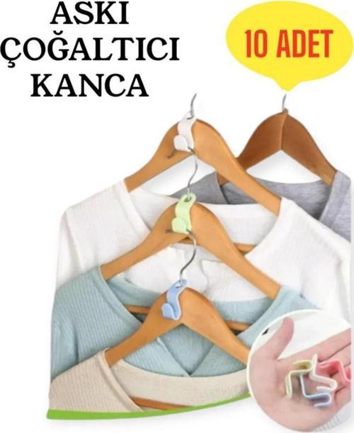 10 Adet Çok Amaçlı Askı Çoğaltıcı Gardrop Dolap İçi Düzenleyici Organizer Kanca Seti Çoklayıcı