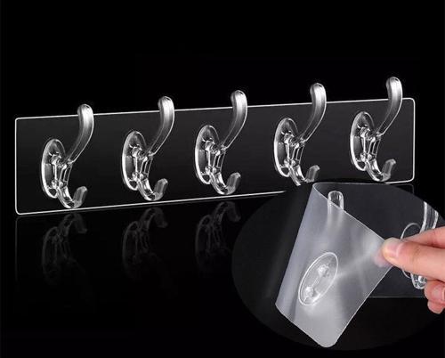 5'Li Yapışkanlı Şeffaf Duvar Askısı Banyo Mutfak Düzenleyici Pratik Askılık