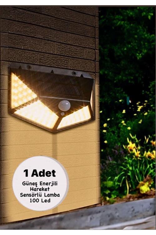 Solar Güneş Enerjili Hareket Sensörlü 100 Ledli Duvar Bahçe Kamp Lambası 1 Adet