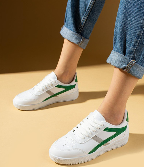 Bağcıklı Air Taban Kadın Sneakers 001-1002-25ByeşilGri