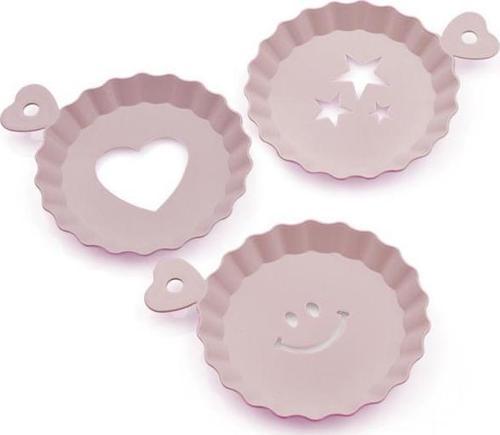 3lü Plastik Tatlı Kahve Pasta Süsleme Tabağı Kalıbı Şablonu Pembe