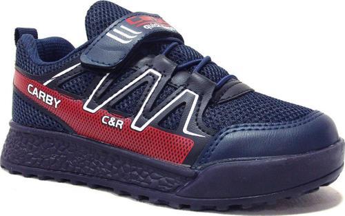 Lacivert Kırmızı Beyaz Cırtlı Sneakers Spor Ayakkabı