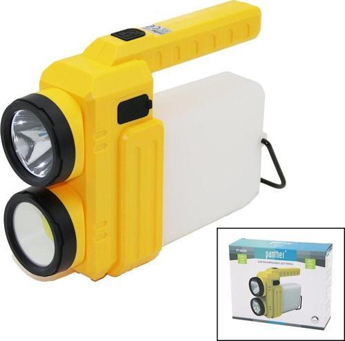 3İN 13W+COB LED+360°SMDEL FENERİ USB ŞARJ POWERBANK 1500LM IŞIK AYARI GÜN IŞIK - BEYAZ METAL ASKI+B42 PT-8439 (2818)