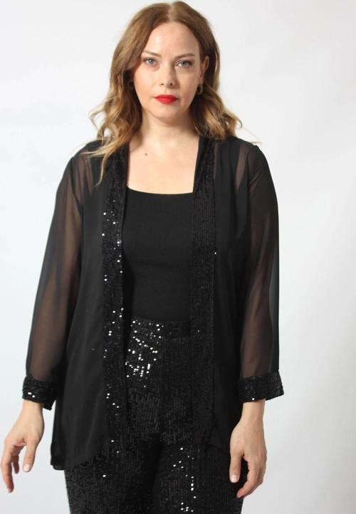 Payet Detaylı Şifon Ceket