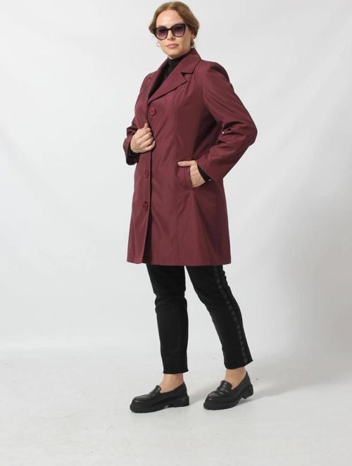 1670 Düğmeli Cep Detaylı Bondit Ceket Mürdüm