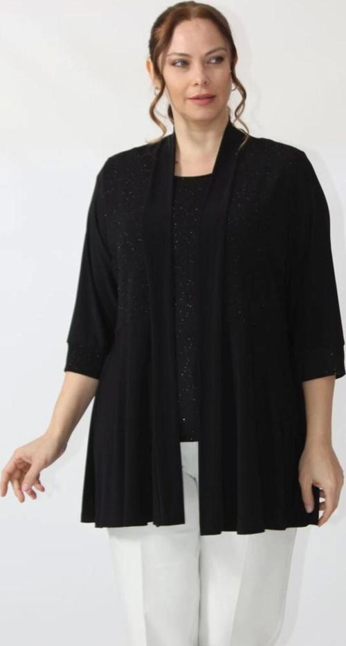 4036 Siyah Simli 2'li Atlet-ceket Büyük Beden Parlak Takım