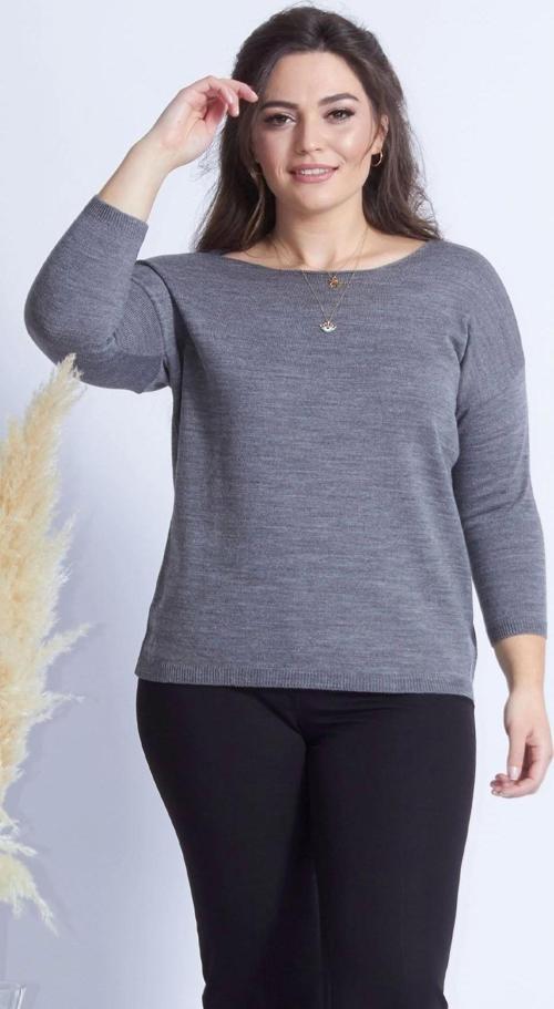 4011 Gri Truvakar Kol Büyük Beden Triko