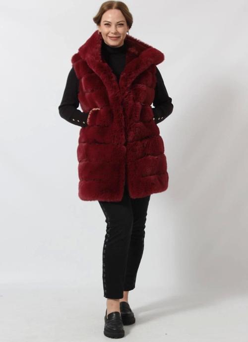 Etekten Kısalabilen Kapüşonlu Lüks Suni Kürk Yelek