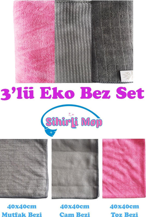 3'Lü Eko Mikrofiber Temizlik Bez Seti