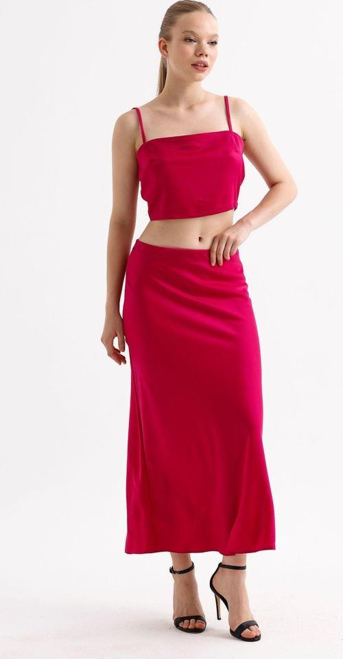 Beli Lastikli Kaliteli Z. Saten Uzun Etek | Etk35736 Fuşya