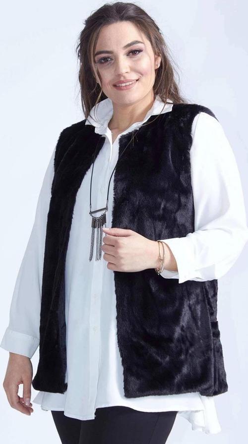 4018 Siyah Kısa Tüylü Büyük Beden Yelek