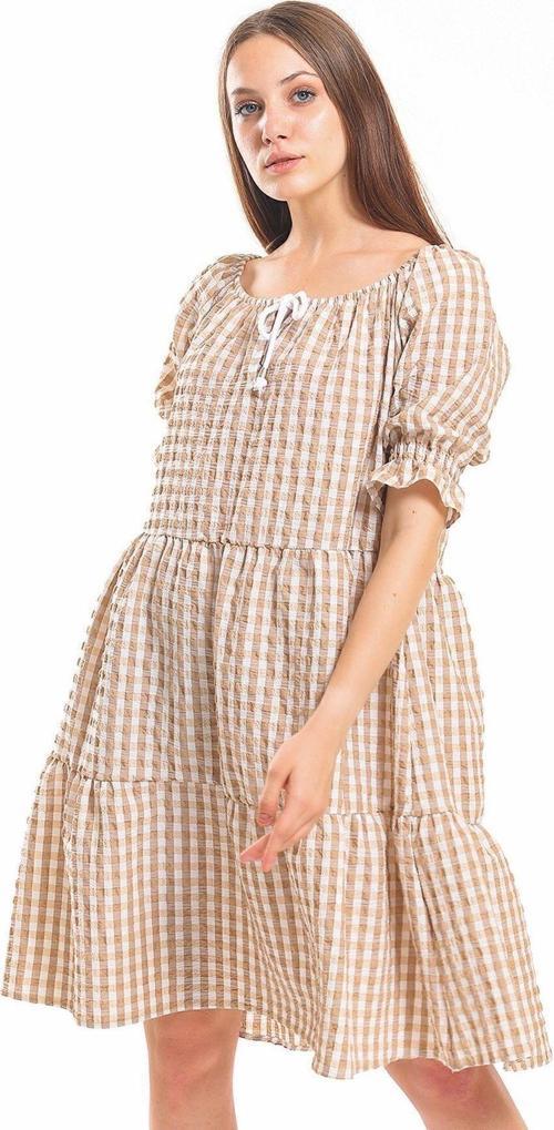 Gipeli Büzgülü Reglan Yaka Gofre Elbise | Elb33651 Vızon
