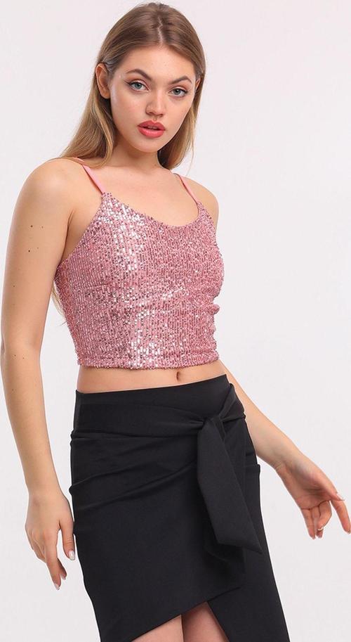 Astarli Croptop Askili Bustiyer_Bus32491 Pudra