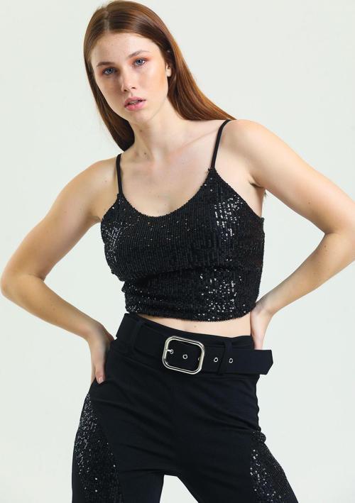 Astarli Croptop Askili Bustiyer_Bus32491 Siyah
