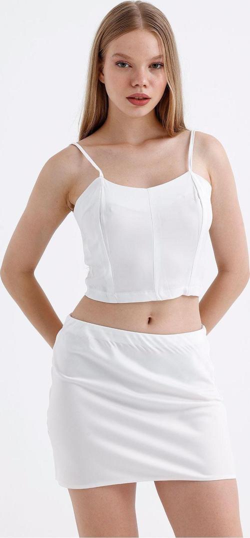 Beli Lastikli Saten Mini Etek | Etk35774 Ekru