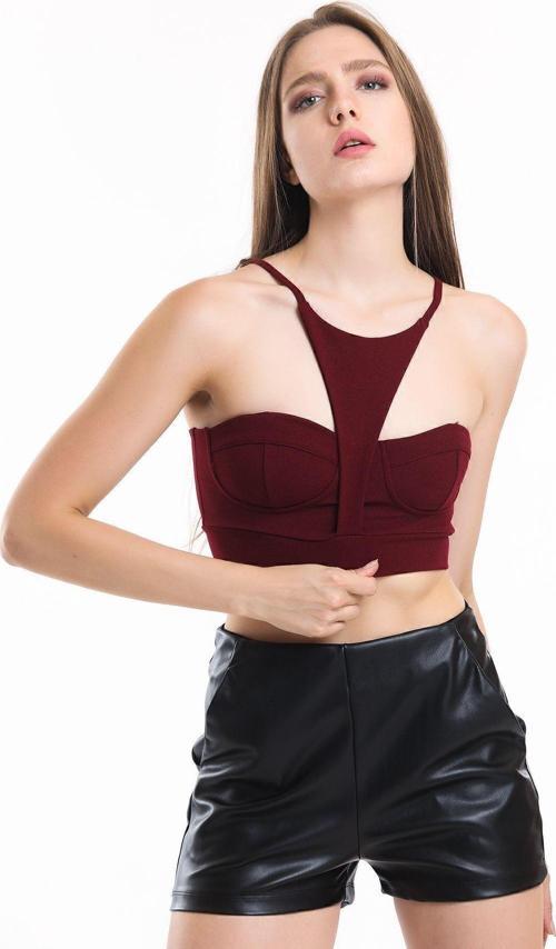 Askılı Gloplu Scuba Krep Bustiyer | Bus33917 Bordo