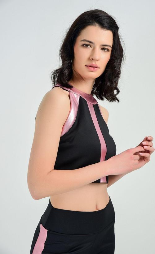 Pervaz Ve Oratsı Varak Garnili Bluz | Blz31353 Pembe
