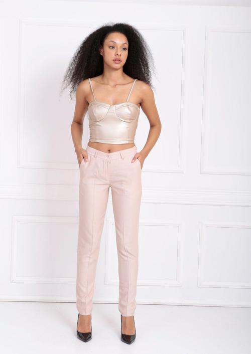 Beli Köprülü Süs Dikişli Pantolon | Pnt32689 Bej