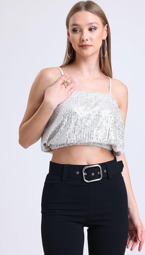 Pul Payet Abiye Büstiyer | Bust34023 Gumus
