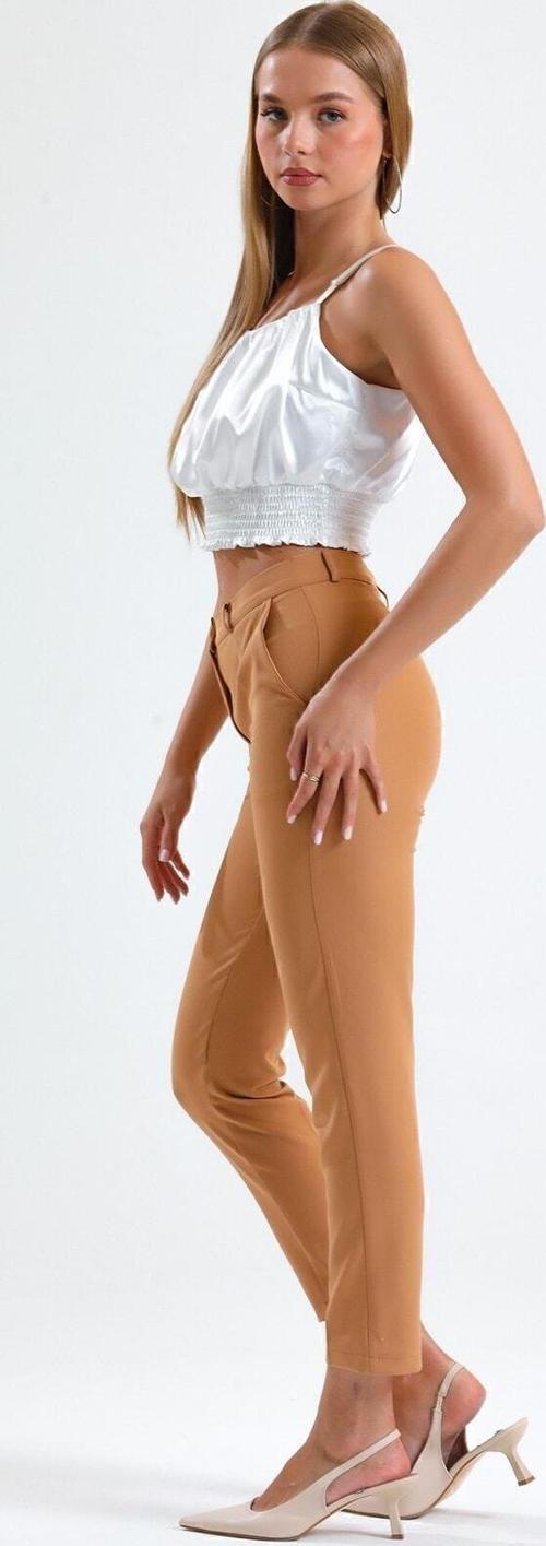 Pantolon - Bilekte Atlas Kumas Pantolon | Pnt19003 Camel