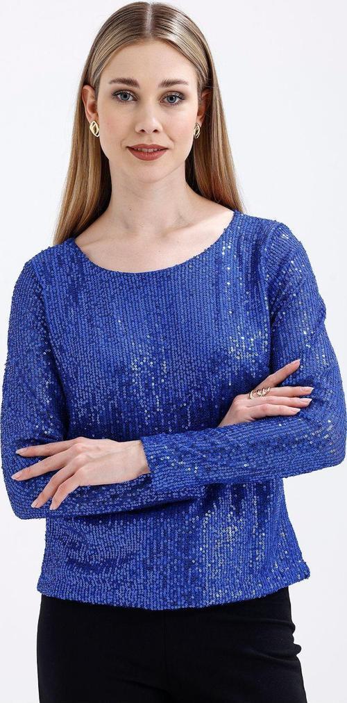 İçi Astarlı Pul Payet Abiye Bluz | Blz35497 Saks
