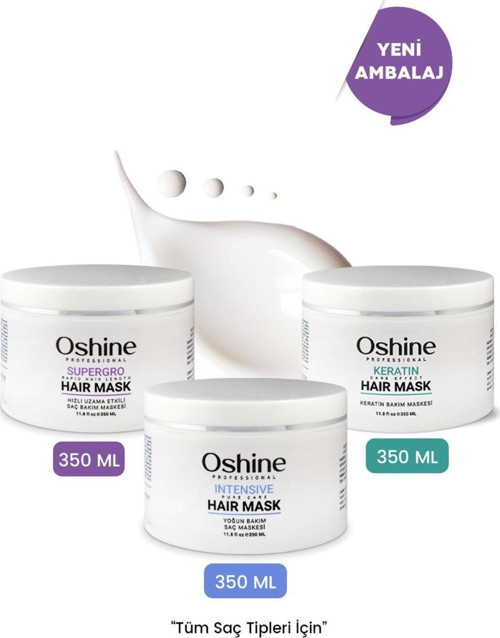 Saç Bakım Maske Seti (Supergro Mask, Intensive Mask, Keratine Mask), 1050 Ml