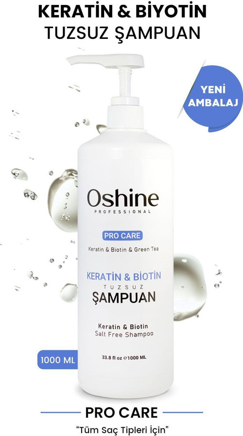 Tuzsuz Keratin & Biotin Şampuanı, Keratin & Biotin Salt Free Shampoo, 1000Ml