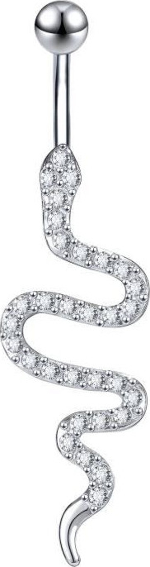 Yılan Temalı 925 Ayar Gümüş Göbek Piercing Küpe