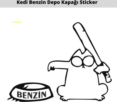 Kedi Sopalı Depo Kapağı Oto Sticker 15 CM