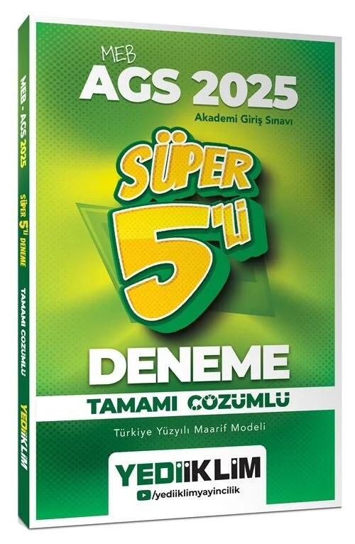 Yediiklim 2025 MEB-AGS Tüm Dersler Süper 5 li Deneme Çözümlü Yediiklim Yayınları