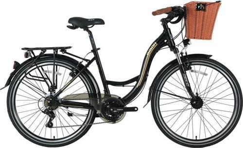 SANDY-23 SEPETLİ BAYAN ŞEHİR BİSİKLETİ 43CM V 26 JANT 21 VİTES MAT SİYAH GOLD