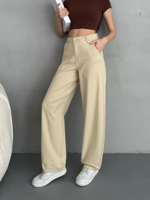 Kadın Yüksek Bel Bol Kesim Baggy Jean