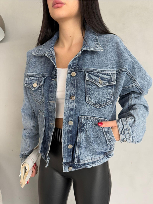 Kadın Açık Mavi Oversize Kot Ceket